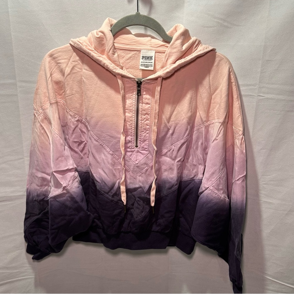 PINK Victoria Secret Color block half zip hooded sweatshirt size XS